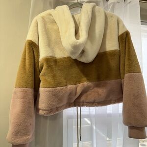 Colorblock Faux Fur Hoodie